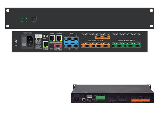 100 dB connessione Ethernet Dante Controller audio alimentazione esterna