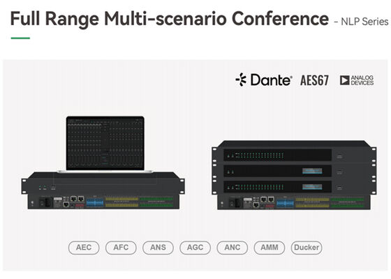 Processore Audio DSP per Conferenze Serie VINCAN NLP con AEC, Mix Automatico e Audio di Rete Dante/AES67